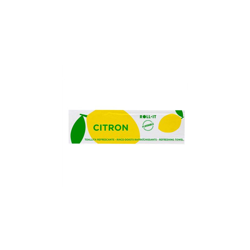 RINCE-DOIGTS FLUSHABLE 'ROLL-IT - CITRON' 50 G/M2 14,5x4 CM BLANC CELLULOSE (1280 UNITÉ)