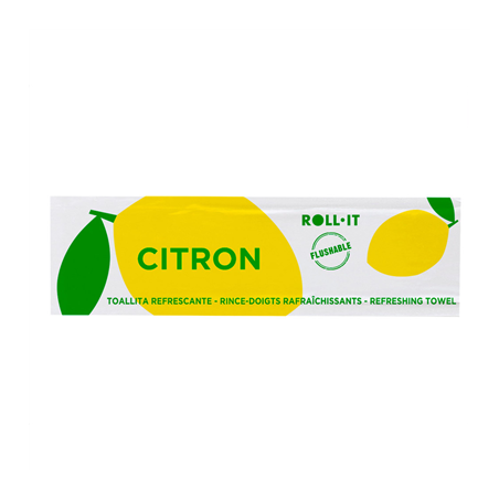 Image RINCE-DOIGTS FLUSHABLE 'ROLL-IT - CITRON' 50 G/M2 14,5x4 CM BLANC CELLULOSE (1280 UNITÉ) #1