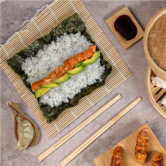 Image TAPIS À SUSHI  24x24 CM NATUREL BAMBOU (24 UNITÉ) #4