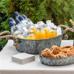 Image PLATEAU ROND POIGNÉES EN CORDE  Ø 35,5x11 CM GALVANISÉ ACIER (1 UNITÉ) #4