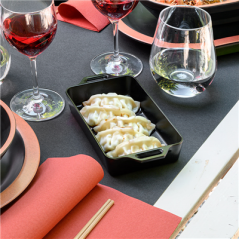 Image PETITS PLATEAUX AVEC ANSES 'ASAMI WARE' 250 ML 16,5x11x3,5 CM NOIR MÉLAMINE (12 UNITÉ) #4