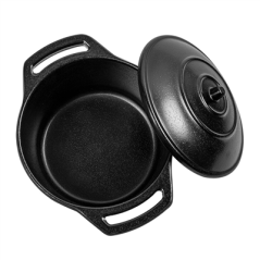 Image COCOTTES PETITES AVEC ANSES ET COUVERCLE 'ASAMI WARE' 300 ML Ø10,5x6,5 CM NOIR MÉLAMINE (12 UNITÉ) #3