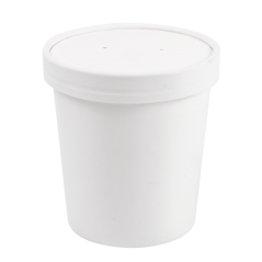 Image RÉCIPIENTS + COUVERCLES 480 ML - 16 oz 320 + 18 PE G/M2 Ø9,7/7,5x10 CM BLANC CARTON (250 UNITÉ) #1