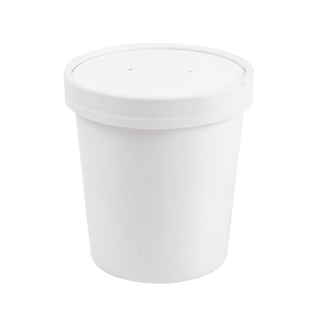 Image RÉCIPIENTS + COUVERCLES 480 ML - 16 oz 320 + 18 PE G/M2 Ø9,7/7,5x10 CM BLANC CARTON (250 UNITÉ) #1