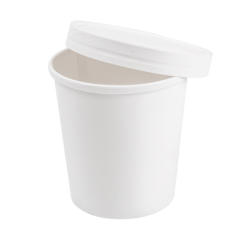 Image RÉCIPIENTS + COUVERCLES 480 ML - 16 oz 320 + 18 PE G/M2 Ø9,7/7,5x10 CM BLANC CARTON (250 UNITÉ) #4