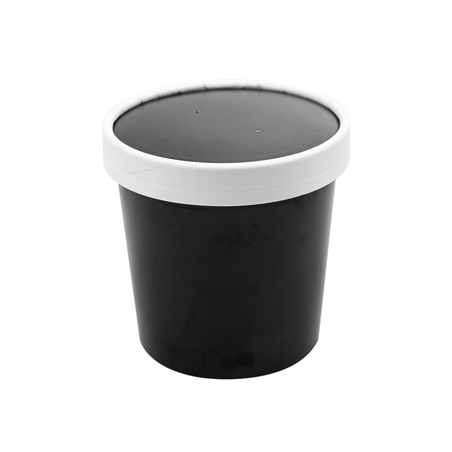 Image RÉCIPIENTS + COUVERCLES 360 ML - 12 oz 300 + 18 PE G/M2 Ø9/7,2x8,4 CM NOIR CARTON (250 UNITÉ) #1