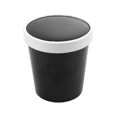 Image RÉCIPIENTS + COUVERCLES 480 ML - 16 oz 320 + 18 PE G/M2 Ø9,7/7,5x10 CM NOIR CARTON (250 UNITÉ) #1