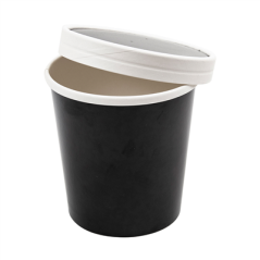 Image RÉCIPIENTS + COUVERCLES 480 ML - 16 oz 320 + 18 PE G/M2 Ø9,7/7,5x10 CM NOIR CARTON (250 UNITÉ) #4