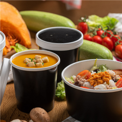 Image RÉCIPIENTS + COUVERCLES 480 ML - 16 oz 320 + 18 PE G/M2 Ø9,7/7,5x10 CM NOIR CARTON (250 UNITÉ) #5