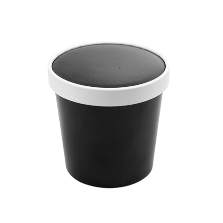 Image RÉCIPIENTS + COUVERCLES 780 ML - 26 oz 330 + 18 PE G/M2 Ø11,7/9,2x11 CM NOIR CARTON (250 UNITÉ) #1