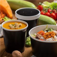 Image RÉCIPIENTS + COUVERCLES 780 ML - 26 oz 330 + 18 PE G/M2 Ø11,7/9,2x11 CM NOIR CARTON (250 UNITÉ) #5