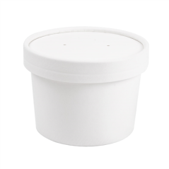 Image RÉCIPIENTS + COUVERCLES 240 ML - 8 oz 300 + 18 PE G/M2 Ø9/7,5x6 CM BLANC CARTON (250 UNITÉ) #1
