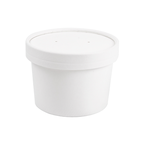 Image RÉCIPIENTS + COUVERCLES 240 ML - 8 oz 300 + 18 PE G/M2 Ø9/7,5x6 CM BLANC CARTON (250 UNITÉ) #1