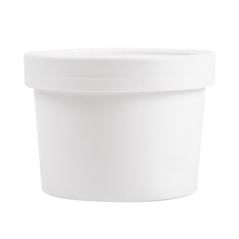 RÉCIPIENTS + COUVERCLES 240 ML - 8 oz 300 + 18 PE G/M2 Ø9/7,5x6 CM BLANC CARTON (250 UNITÉ)