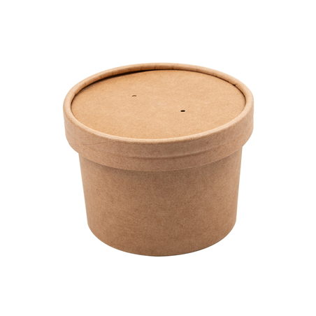 Image RÉCIPIENTS +COUVERCLES 240 ML - 8 oz 300 + 18 PE G/M2 Ø9/7,5x6 CM NATUREL KRAFT (250 UNITÉ) #1