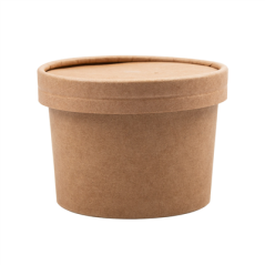 RÉCIPIENTS +COUVERCLES 240 ML - 8 oz 300 + 18 PE G/M2 Ø9/7,5x6 CM NATUREL KRAFT (250 UNITÉ)