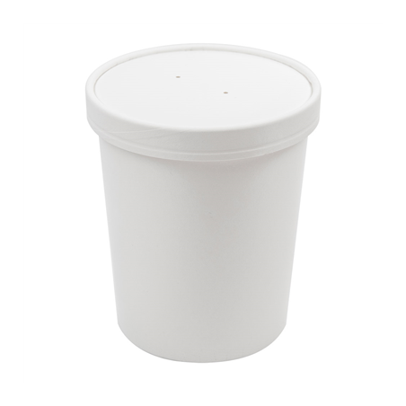 Image RÉCIPIENTS + COUVERCLES 960 ML - 32 oz 330 + 18 PE G/M2 Ø11,7/9,2x13,5 CM BLANC CARTON (250 UNITÉ) #1
