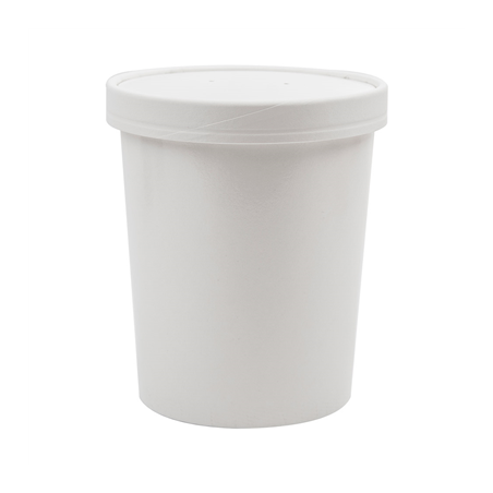 RÉCIPIENTS + COUVERCLES 960 ML - 32 oz 330 + 18 PE G/M2 Ø11,7/9,2x13,5 CM BLANC CARTON (250 UNITÉ)
