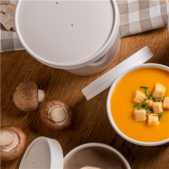 Image RÉCIPIENTS + COUVERCLES 960 ML - 32 oz 330 + 18 PE G/M2 Ø11,7/9,2x13,5 CM BLANC CARTON (250 UNITÉ) #5