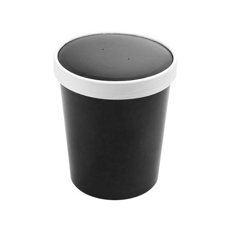 Image RÉCIPIENTS + COUVERCLES 960 ML - 32 oz 330 + 18 PE G/M2 Ø11,7/9,2x13,5 CM NOIR CARTON (250 UNITÉ) #1