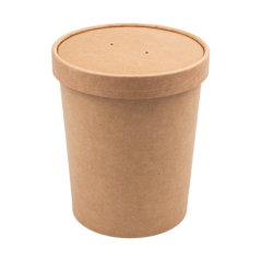 Image RÉCIPIENTS + COUVERCLES 960 ML - 32 oz 330 + 18 PE G/M2 Ø11,7/9x13,5 CM NATUREL KRAFT (250 UNITÉ) #1