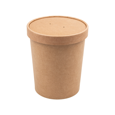 Image RÉCIPIENTS + COUVERCLES 960 ML - 32 oz 330 + 18 PE G/M2 Ø11,7/9x13,5 CM NATUREL KRAFT (250 UNITÉ) #1