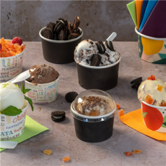 POTS À GLACES 70 ML 210 + 18PE G/M2 Ø 6,5x3,9 CM NOIR CARTON (2000 UNITÉ)