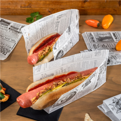 Image PAPIER INGRAISSABLES OUVERT 2 CÔTÉS - HOT DOG 'TIMES' 35 G/M2 9+3x22 CM BLANC PARCH.INGRAISSABLE (500 UNITÉ) #4