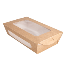 Image BOÎTES AVEC FENÊTRE POUR SALADE 900 ML - 30 oz 391 G/M2 + PE 20x12x5 CM MARRON CARTON (200 UNITÉ) #1