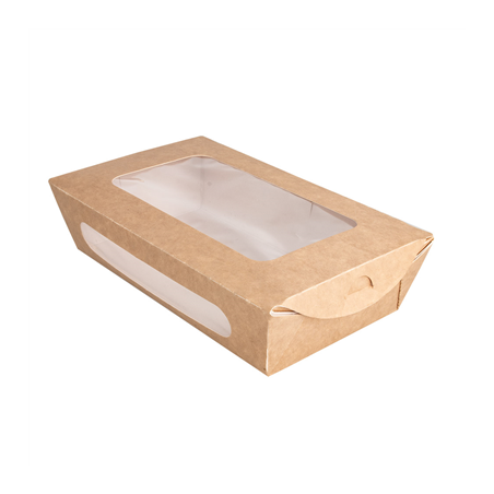 Image BOÎTES AVEC FENÊTRE POUR SALADE 900 ML - 30 oz 391 G/M2 + PE 20x12x5 CM MARRON CARTON (200 UNITÉ) #1