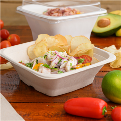 Image BOLS CARRÉS 'BIONIC' 700 ML 18x18x6 CM NATUREL BAGASSE (400 UNITÉ) #4