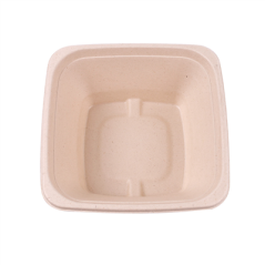 Image BOLS CARRÉS 'BIONIC' 950 ML 18x18x7 CM NATUREL BAGASSE (400 UNITÉ) #3