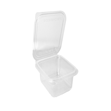 CONTENANTS AVEC CHARNIÈRE  500 ML 13,5x12,5x5,6 CM TRANSPARENT (600 UNITÉ)