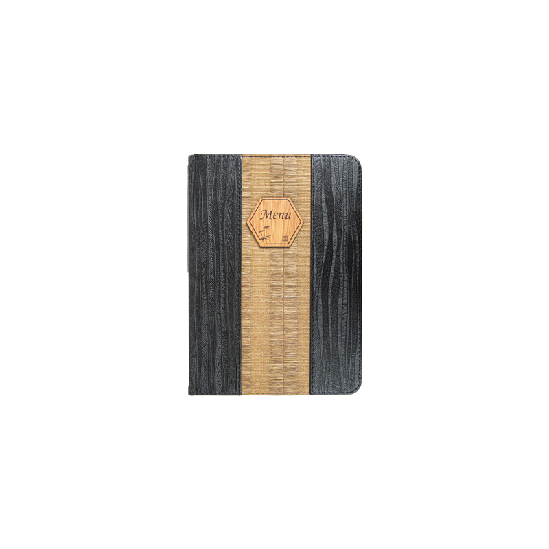 PORTE MENU 8 POCHETTES DIN-A4  22x31 CM NOIR PVC (1 UNITÉ)