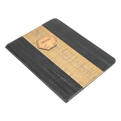 PORTE MENU 8 POCHETTES DIN-A4  22x31 CM NOIR PVC (1 UNITÉ)