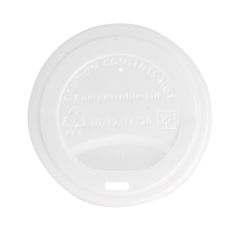Image COUVERCLES POUR GOBELETS 360 ML 'BIODEGRADABLE'  BLANC CPLA (1000 UNITÉ) #3