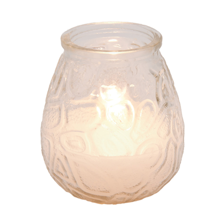 Image BOUGIES EN VERRE ANTITABAC 'MONARCH'  9,5x9,5 CM TRANSPARENT PARAFFINE (24 UNITÉ) #1