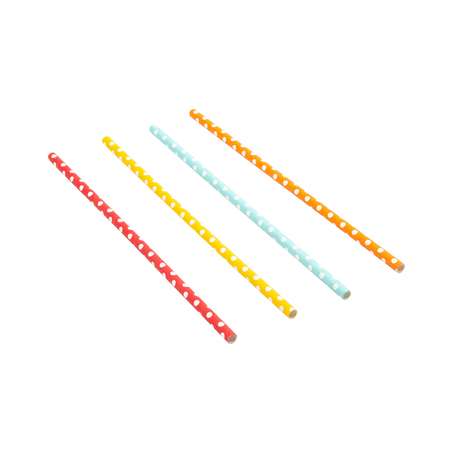 PAILLES DROITES À POIS 'PAPER'  Ø0,60x21 CM ASSORTI PAPIER (3000 UNITÉ)