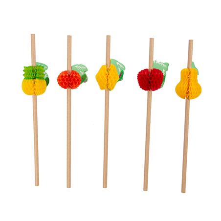 Image PAILLES "FRUITS"  Ø0,60x23 CM NATUREL KRAFT (100 UNITÉ) #1