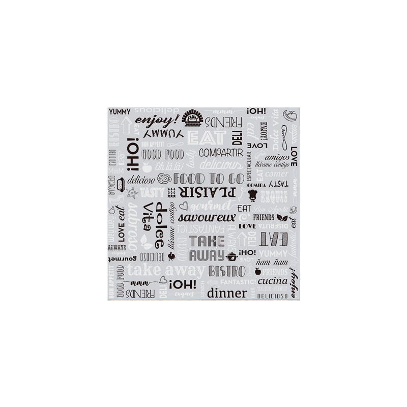 PAPIER INGRAISSABLE BASKET 'PAROLE' 35+20 G/M2 31x31 CM ARGENTE PARCHEMIN + ALUMINIUM (1000 UNITÉ)