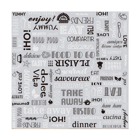 Image PAPIER INGRAISSABLE BASKET 'PAROLE' 35+20 G/M2 31x31 CM ARGENTE PARCHEMIN + ALUMINIUM (1000 UNITÉ) #1