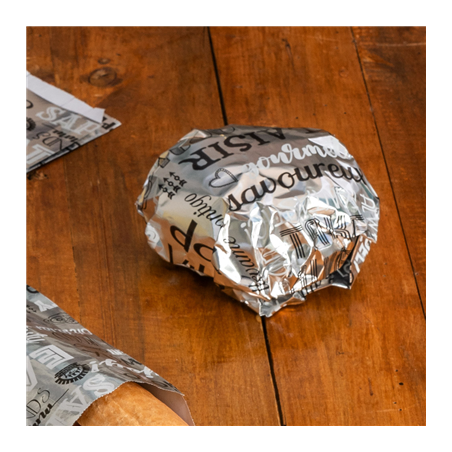 PAPIER INGRAISSABLE BASKET 'PAROLE' 35+20 G/M2 31x31 CM ARGENTE PARCHEMIN + ALUMINIUM (1000 UNITÉ)