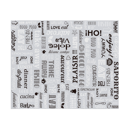 Image PAPIER INGRAISSABLE BASKET 'PAROLE' 35+20 G/M2 31x38 CM ARGENTE PARCHEMIN + ALUMINIUM (1000 UNITÉ) #1