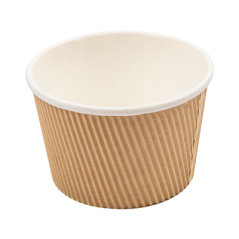 Image POTS DOUBLE PAROI, ONDULÉ 500 ML - 16,6 oz 280 + 250 + 18PE G/M2 Ø11,5/8,8x7,5 CM MARRON CARTON (500 UNITÉ) #1
