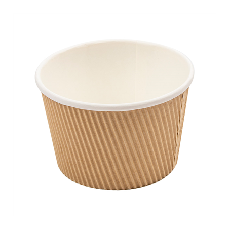Image POTS DOUBLE PAROI, ONDULÉ 500 ML - 16,6 oz 280 + 250 + 18PE G/M2 Ø11,5/8,8x7,5 CM MARRON CARTON (500 UNITÉ) #1
