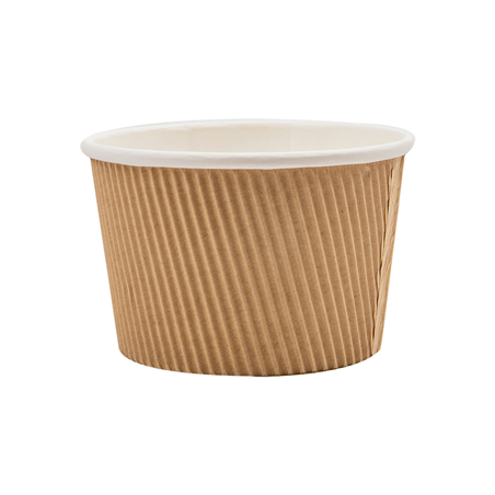 POTS DOUBLE PAROI, ONDULÉ 500 ML - 16,6 oz 280 + 250 + 18PE G/M2 Ø11,5/8,8x7,5 CM MARRON CARTON (500 UNITÉ)