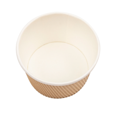 Image POTS DOUBLE PAROI, ONDULÉ 500 ML - 16,6 oz 280 + 250 + 18PE G/M2 Ø11,5/8,8x7,5 CM MARRON CARTON (500 UNITÉ) #3