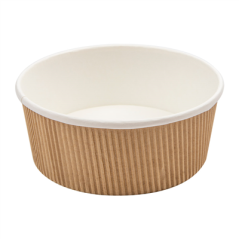 Image POTS DOUBLE PAROI, ONDULÉ 780 ML - 26 oz 280 + 250 + 18PE G/M2 Ø15/12,8x6 CM MARRON CARTON (250 UNITÉ) #1