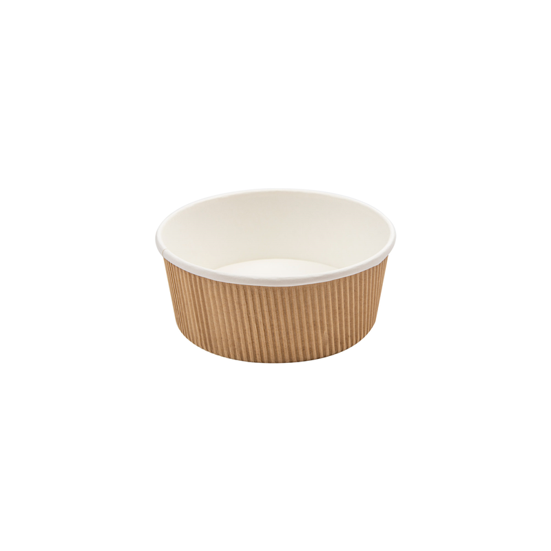 POTS DOUBLE PAROI, ONDULÉ 780 ML - 26 oz 280 + 250 + 18PE G/M2 Ø15/12,8x6 CM MARRON CARTON (250 UNITÉ)
