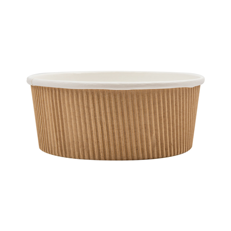 POTS DOUBLE PAROI, ONDULÉ 780 ML - 26 oz 280 + 250 + 18PE G/M2 Ø15/12,8x6 CM MARRON CARTON (250 UNITÉ)